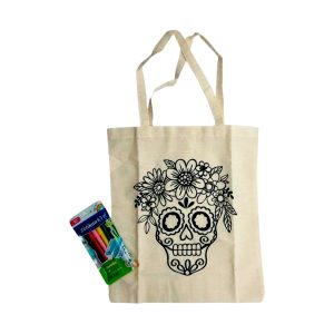 Kit de Manualidades Bolsa Tote de Manta Día de Muertos con Plumones